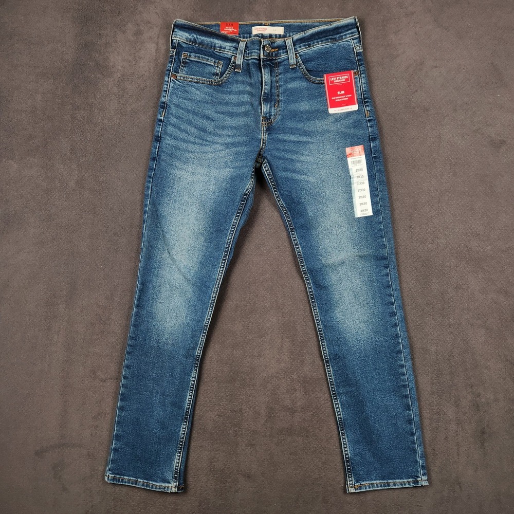 Levi Strauss Signature Jeans Mens 31x30 Blue Ambit Slim Fit Ultimate Flex NEW